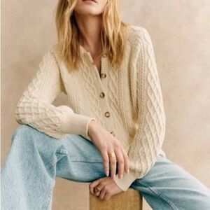Sezane Andie Cable Knit Cream Sweater